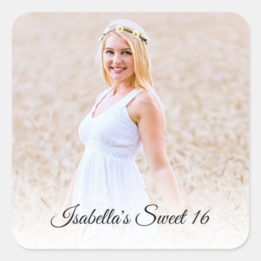 Zestien Foto Op Maat Vierkante Sticker (Voorkant)