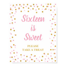 Zestien is lekker. Neem een Treat Birthday-teken.