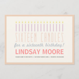 zestien kaarsen Birthday Invite Kaart