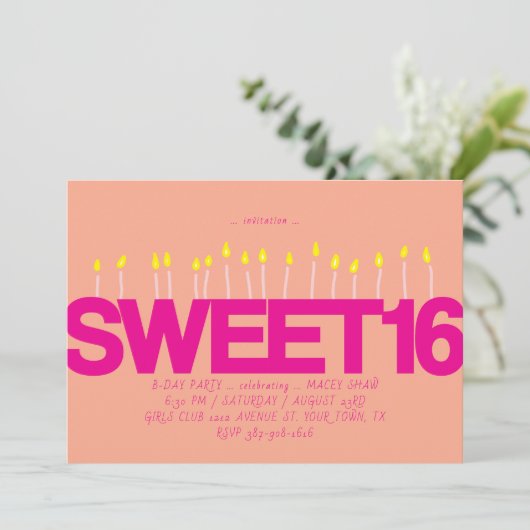 ZESTIEN KAARSEN ZOET ZESTIEN VERJAARDAG FEEST KAART (Staand voorkant)