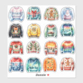Zestien lelijke kersttruien sticker (Vel)
