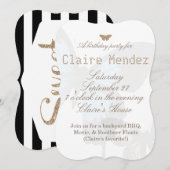 Zestien met gouden en blauwe vlinders kaart (Voorkant / Achterkant)