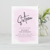 Zestien minimale PInk-Waterverf 16e verjaardag Kaart (Staand voorkant)