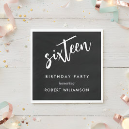 zestien op zwarte verjaardag servet