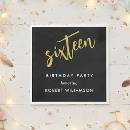 zestien op zwarte verjaardag servet