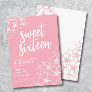 Zestien Roze Elegant Sweet 16 Feestje Kaart