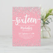 Zestien Roze Glitter Elegant Chic Sweet 16 Kaart (Staand voorkant)