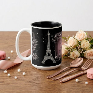 Zestien Verjaardag Chic Parisiaans Blos Roze Glitt Tweekleurige Koffiemok