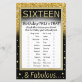 Zestien verjaardag dit of dat spel (Voorkant)