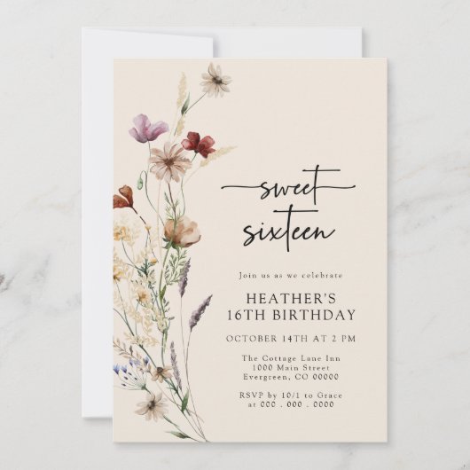 Zestien Verjaardag Kaart (Voorkant)