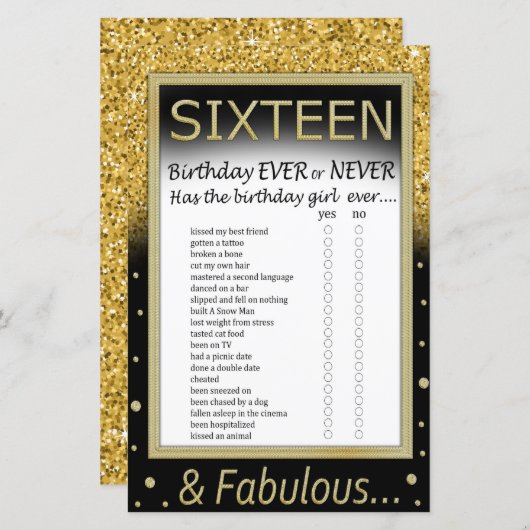 Zestien verjaardag ooit of nooit (Voorkant / Achterkant)