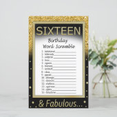 Zestien verjaardag Word Scramble Game (Staand voorkant)