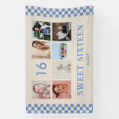 Zestien verjaardagsfeestje foto collage banner (Verticaal)