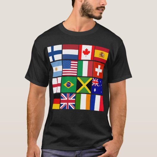 Zestien vlaggen van vele natiestukken, Mokken, mee T-shirt (Voorkant)