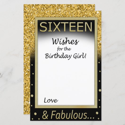 Zestien wensen voor het verjaardagsmeisje (Voorkant / Achterkant)