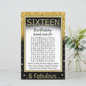 Zestien Word Search Game op jaardag (Staand voorkant)
