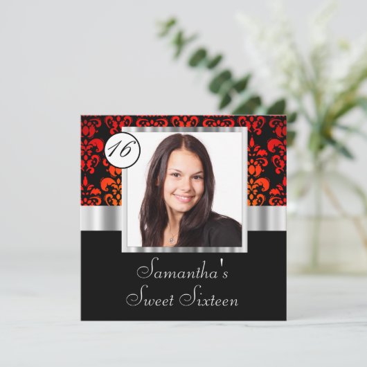 Zestien zoete donkerroos kaart (Staand voorkant)