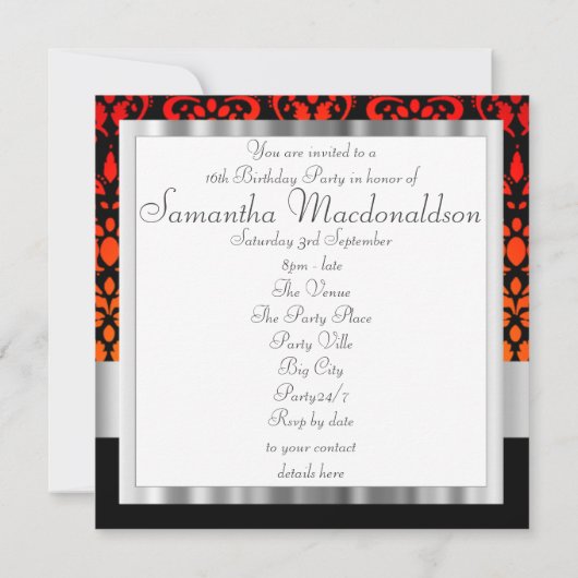 Zestien zoete donkerroos kaart (Achterkant)