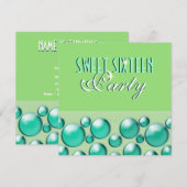 " zestien zoete " elegante blauwgroen " polka dots kaart (Voorkant / Achterkant)