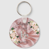 Zestien Zoete Roze Satijnen Bloemen Feest Favor  Sleutelhanger (Achterkant)