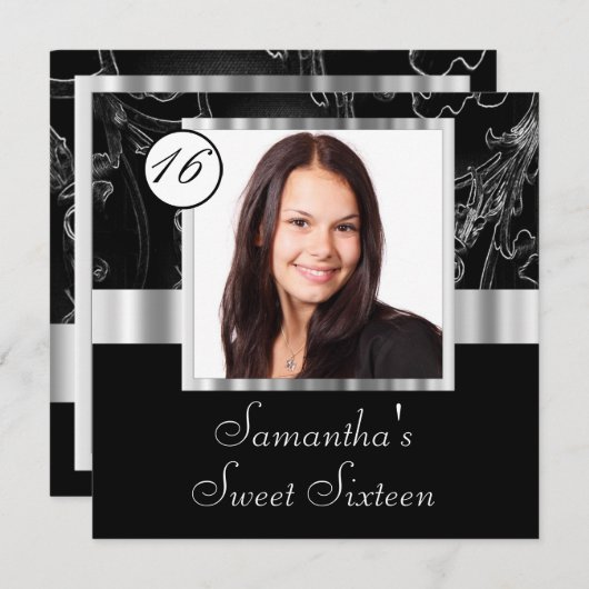 Zestien zoete zwarte en zilverzoete kaart (Voorkant / Achterkant)