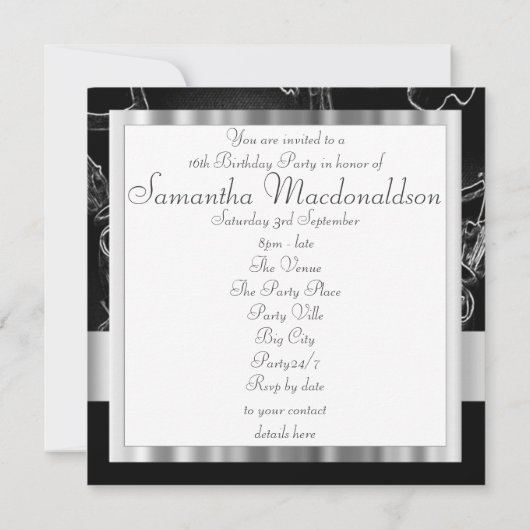 Zestien zoete zwarte en zilverzoete kaart (Achterkant)