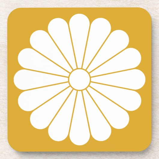 Zestienbladige chrysanthemum bier onderzetter (Voorkant)