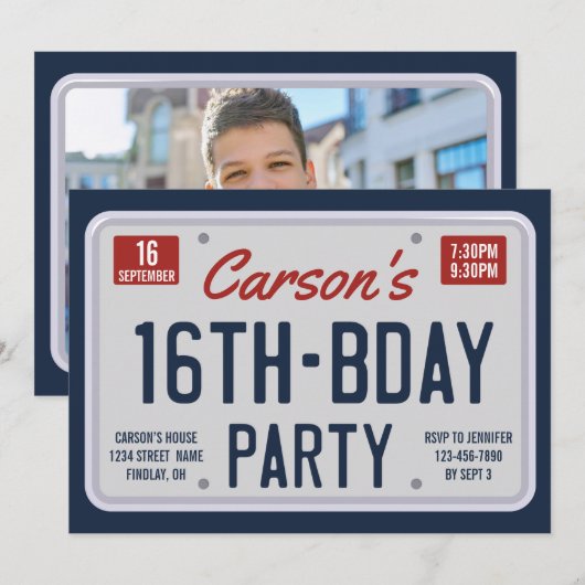 Zestiende verjaardag Bord van geboortemaand Kaart (Voorkant / Achterkant)