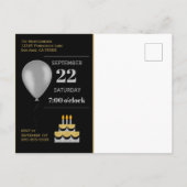 Zestiende verjaardag Confetti in Zwart en Goud Uitnodiging Briefkaart (Achterkant)