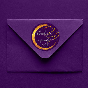 Zestiende Verjaardag Dank Je Datum Bruids Paars Go Ronde Sticker