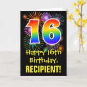 zestiende verjaardag: Fireworks Pattern + Rainbow Kaart (Gele Bloem)