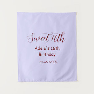 Zestiende verjaardag paarse pastel mauve retro naa wandkleed