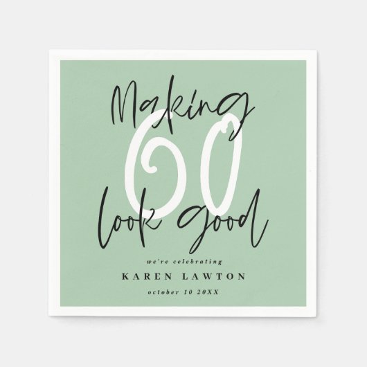 Zestig 60 maken ziet er goed kleurrijk verjaardags servet (Voorkant)