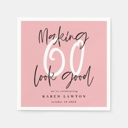 Zestig 60 maken ziet er goed kleurrijk verjaardags servet (Voorkant)