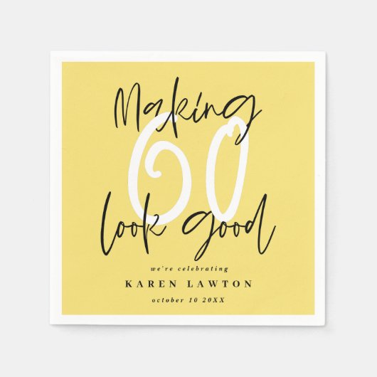 Zestig 60 maken ziet er goed kleurrijk verjaardags servet (Voorkant)