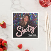 Zestig 60ste verjaardag aangepaste fotoscript roze servet (Insitu)