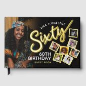 Zestig 60ste verjaardag foto's zwart goud gastenbo gastenboek (Voorkant)
