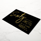 zestig | Black Modern Lettering 60ste Verjaardagsf Folie Uitnodiging (Gedraaid)