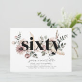 Zestig bloemen - 60e verjaardag uitnodiging (Staand voorkant)