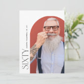 Zestig boog foto 60e moderne eenvoudige verjaardag kaart (Staand voorkant)
