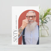 Zestig boog foto 60e moderne eenvoudige verjaardag kaart (Staand voorkant)