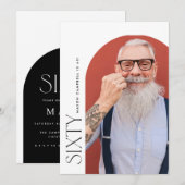 Zestig boog foto 60e moderne eenvoudige verjaardag kaart (Voorkant / Achterkant)