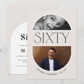 Zestig boog foto 60e moderne eenvoudige verjaardag kaart (Voorkant / Achterkant)