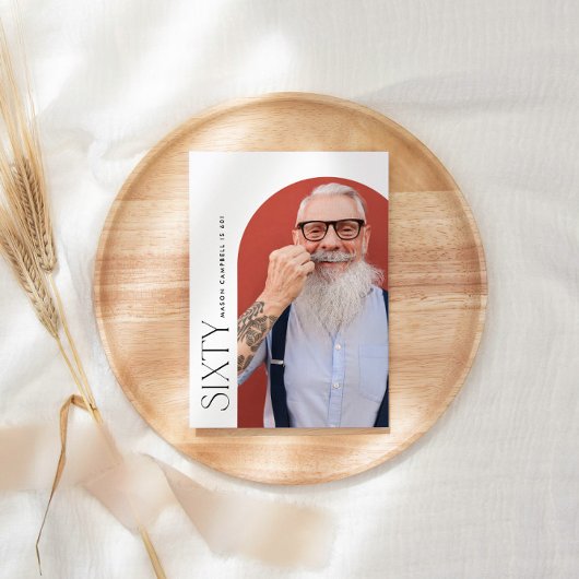 Zestig boog foto 60e moderne eenvoudige verjaardag kaart