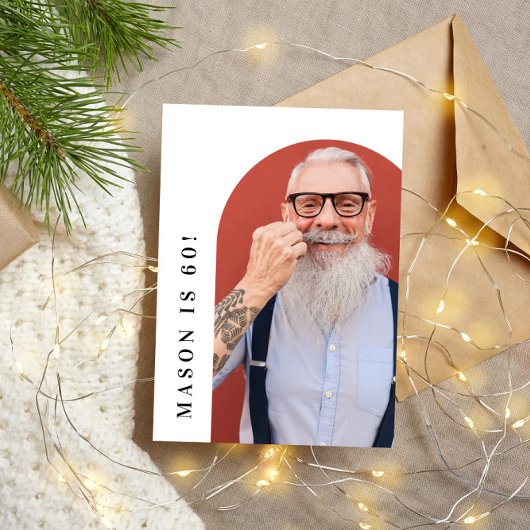 Zestig boog foto 60e moderne eenvoudige verjaardag kaart