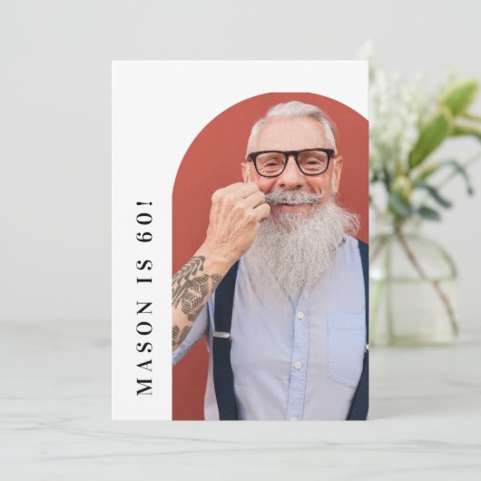 Zestig boog foto 60e moderne eenvoudige verjaardag kaart (Staand voorkant)