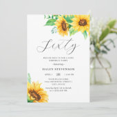 Zestig Chique Geel Zonnebloem Bloemen 60ste Verjaa Kaart (Staand voorkant)