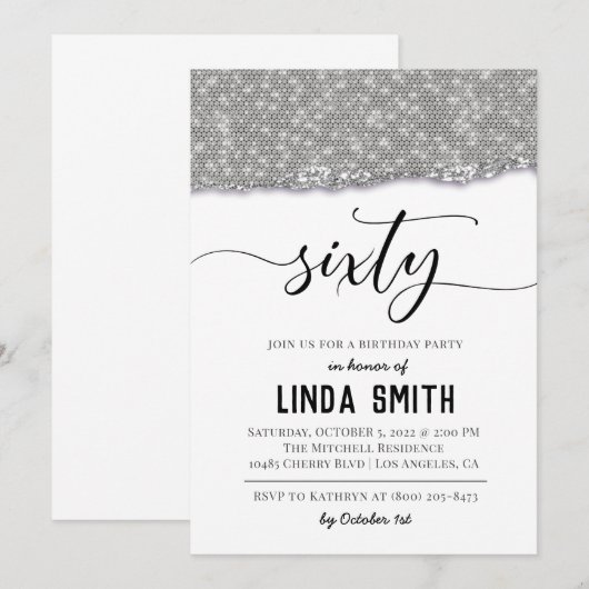 Zestig Diamond Birthday - uitnodiging (Voorkant / Achterkant)
