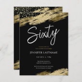 Zestig Elegant Script Zwart en Goud Verjaardag Kaart (Voorkant / Achterkant)