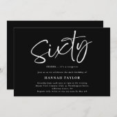 Zestig Elegant Zwart Wit 60ste Verjaardag Kaart (Voorkant / Achterkant)